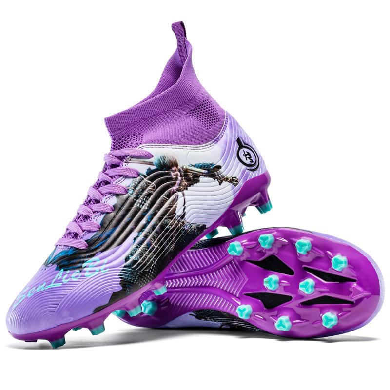 2025 New Black Wukong Series Large Size High-top Football Shoes Adult AG Long Nails TF Broken Nails Student Sneakers