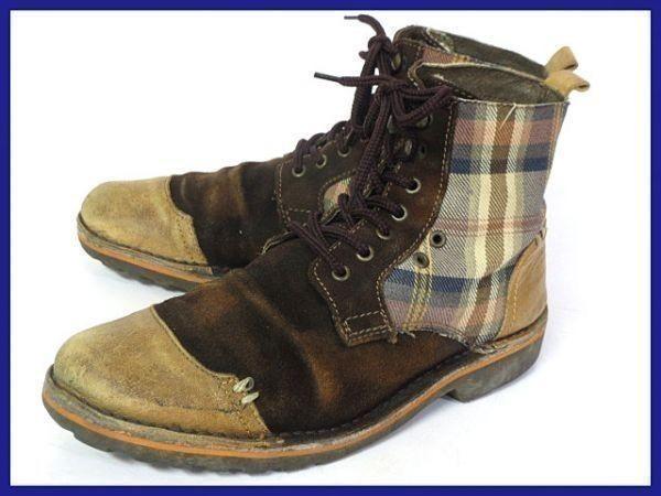 

Клетчатая манжета/Двухцветные замшевые ботильоны/Размер 41/25.5-26.0/Темно-коричневые/Ручная работа(ИСПОЛЬЗОВАЛ)