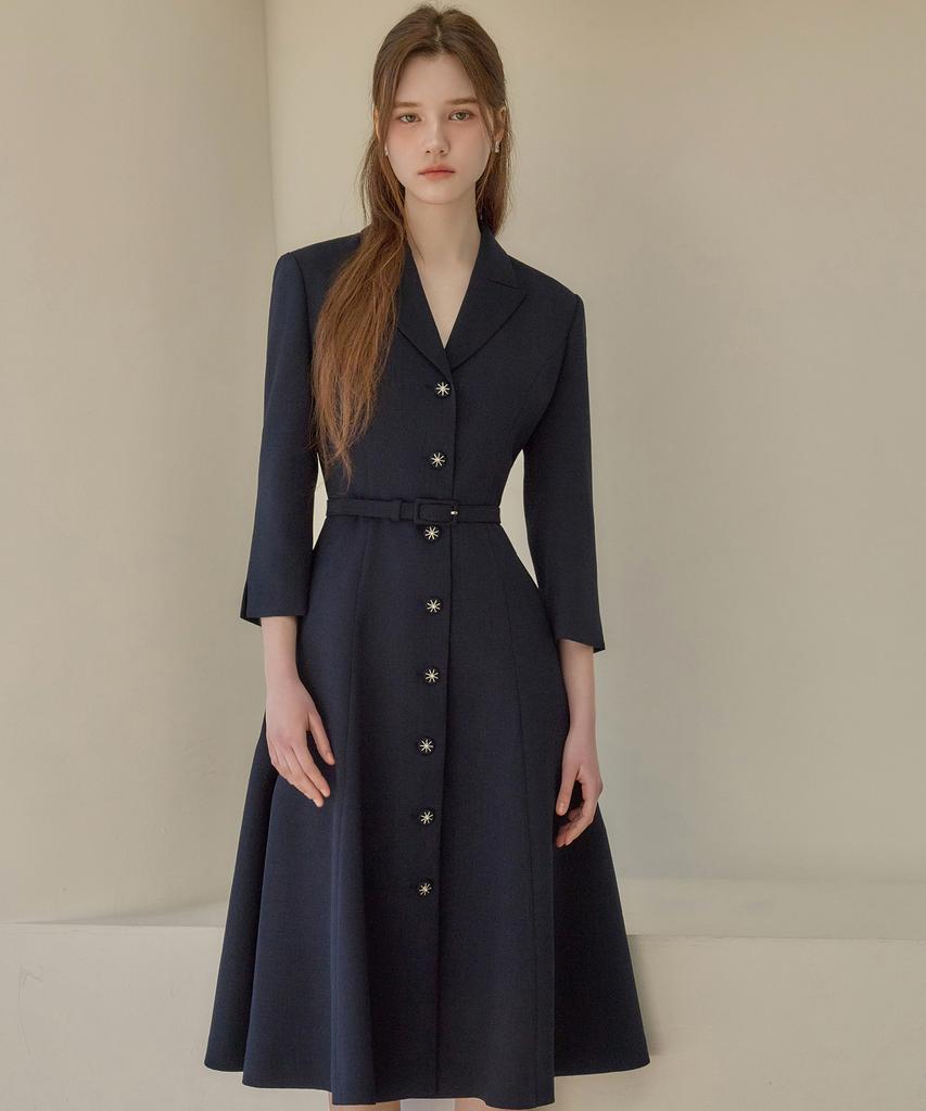 Julie And Kara 26Ss Calla139 Shebigins Joe Tweed Dress Navy