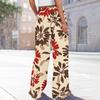 Women's Printed Wide Leg Pants With Pockets High Waist Drawstring Loose Casual Pants