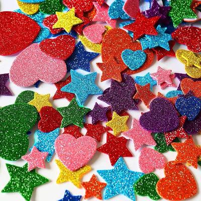 Eclet Glitter Foam Self Adhesive Smile Stickers for Art and Craft (Multicolour; Medium)