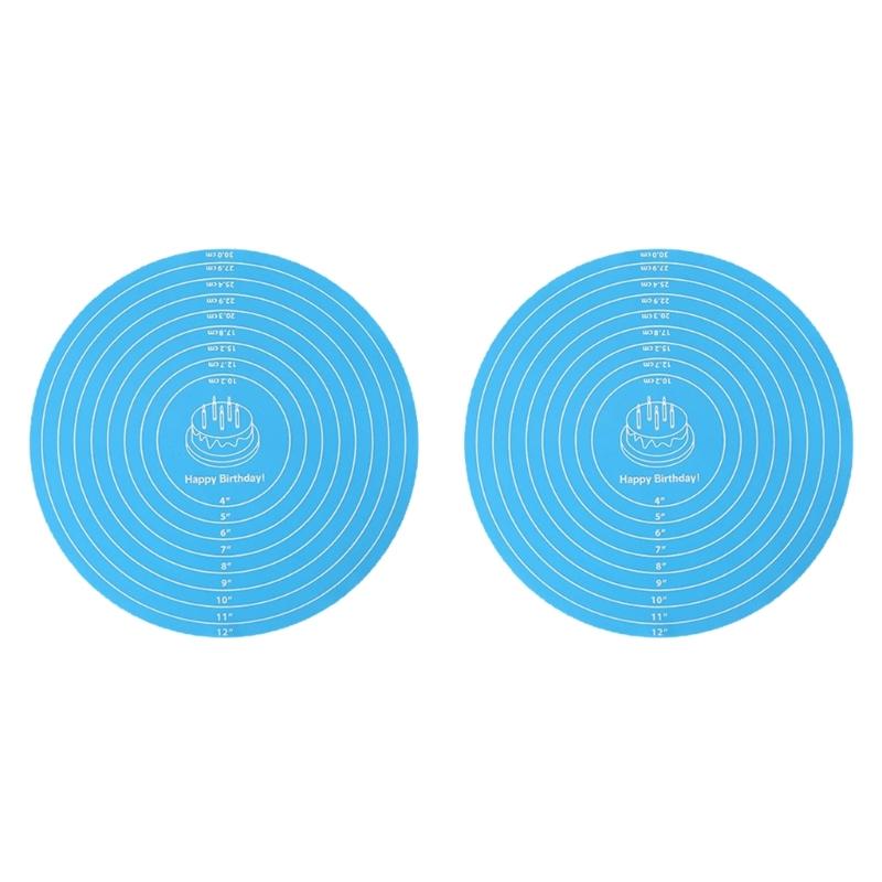 

2 Dishwasher Safe Silicone Cake Decorating Mat With Antiskid Surfaces Pizza Dough Baking Mat For Kitchen Countertops Use синий