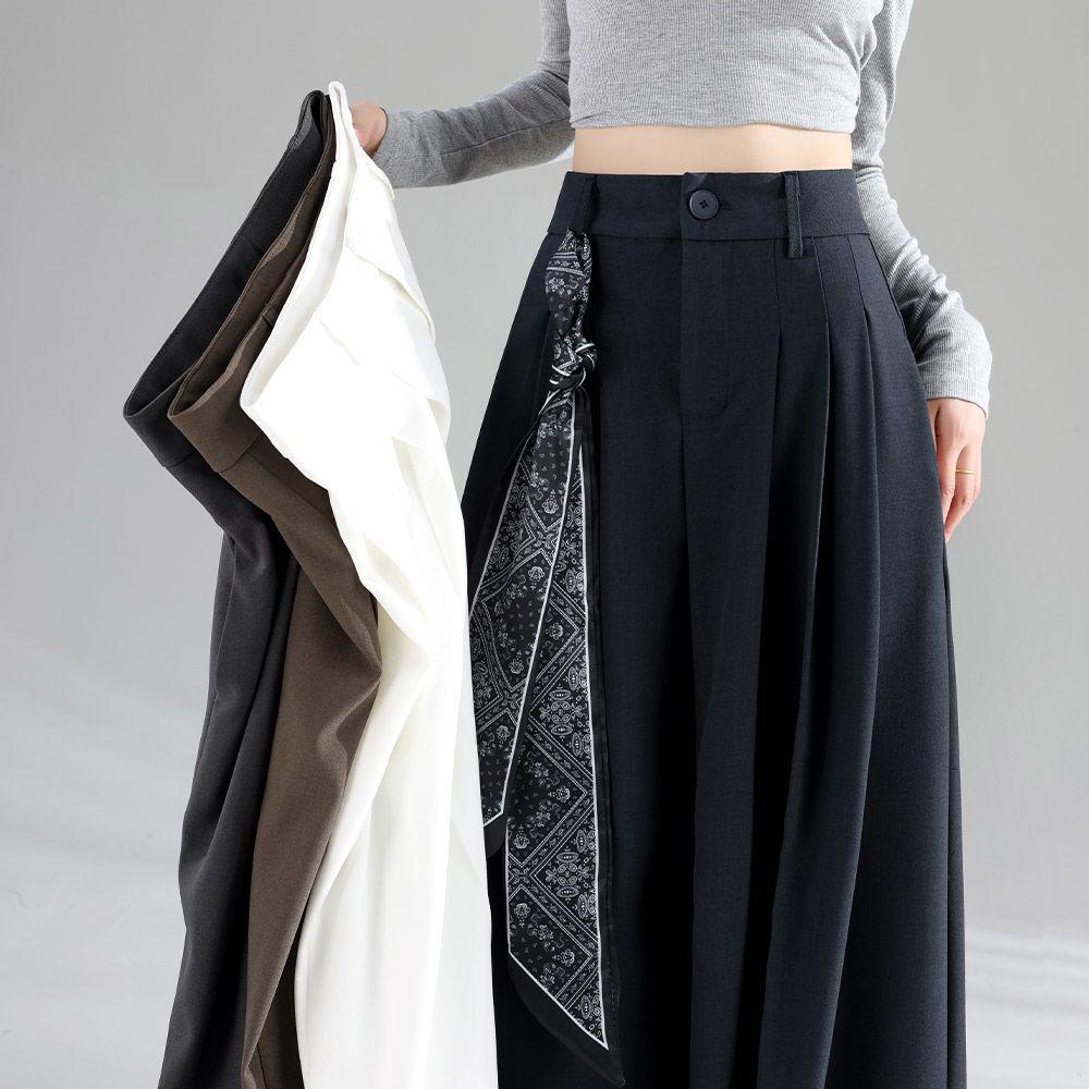 Women's Drapey Wide-Leg High-Waisted Slimming Floor-Length Pants - 2026 Spring/Summer Collection