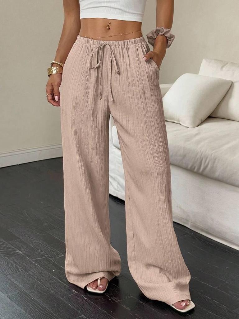 2025 Autumn European & American Style Women's Solid Color Straight-Leg Casual Pants
