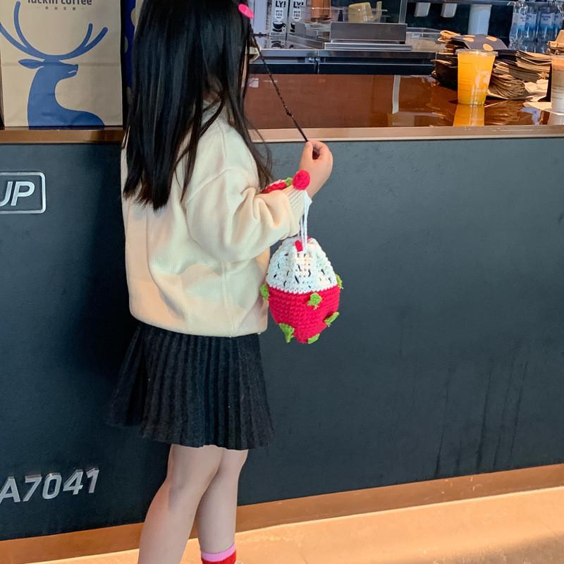 Charming Knitted Childrens Bag With Adorable Dragon Fruit Design For Boys Girls And