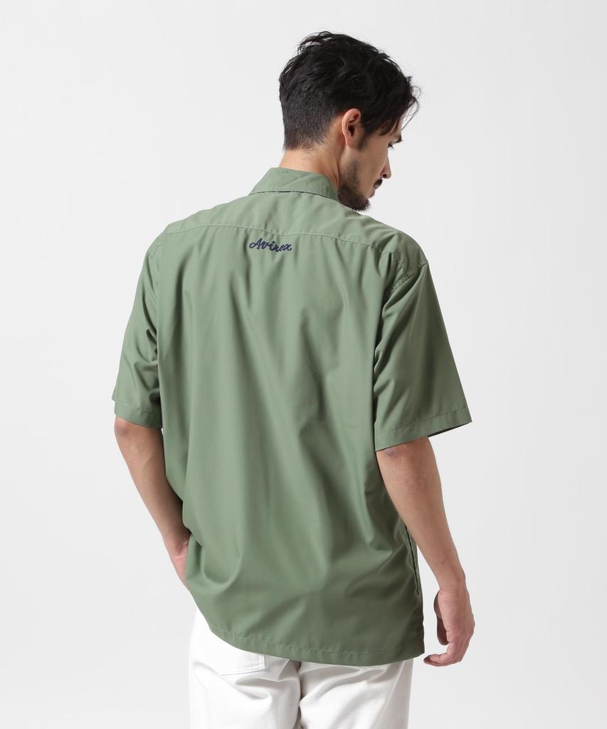 AVIREX ZIP UP WORK SHIRT 25(WEB&DEPOT Exclusive) Short Sleeve Shirt Men's M Olive 783-5123022