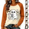 Damen Halloween Pullover Sweatshirt mit Aufdruck und süßem Design für die Feiertage