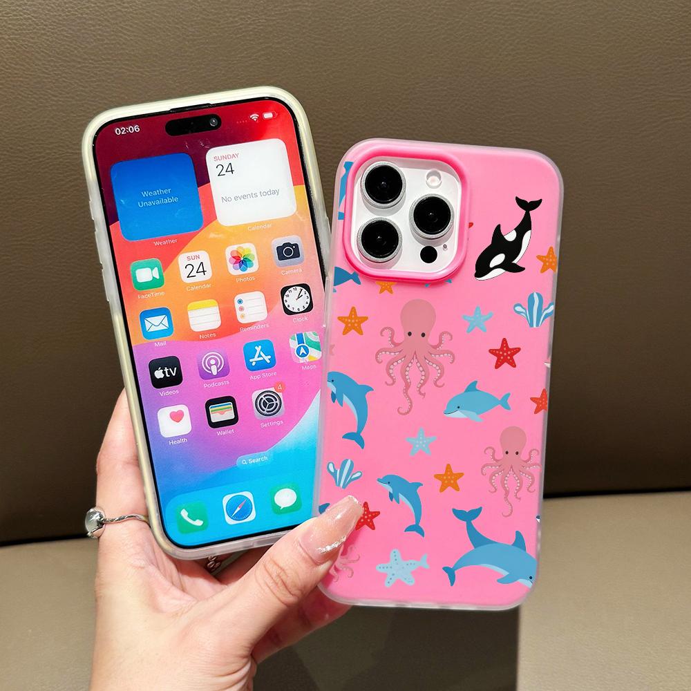Animes Puppy Kitten Jelly Double Layer Rose Red Mobile Phone Case for iPhone 17 16 15 14 13 12 11 Air Pro Max Plus Protective