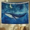 Whale Ocean Tapestry  Starry Night Sea Wall Art Blue Nursery Decor for Kids Bedroom Dorm 50x60 Inches
