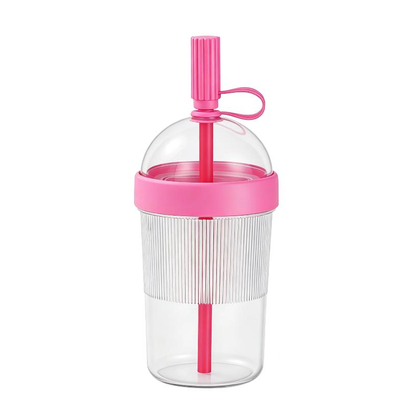 1Pcs Plastic Coffee Cup Cold Drink Tumbler Double Drinking Cup With Lid And Straw For Women Men Travelers Students Home Office