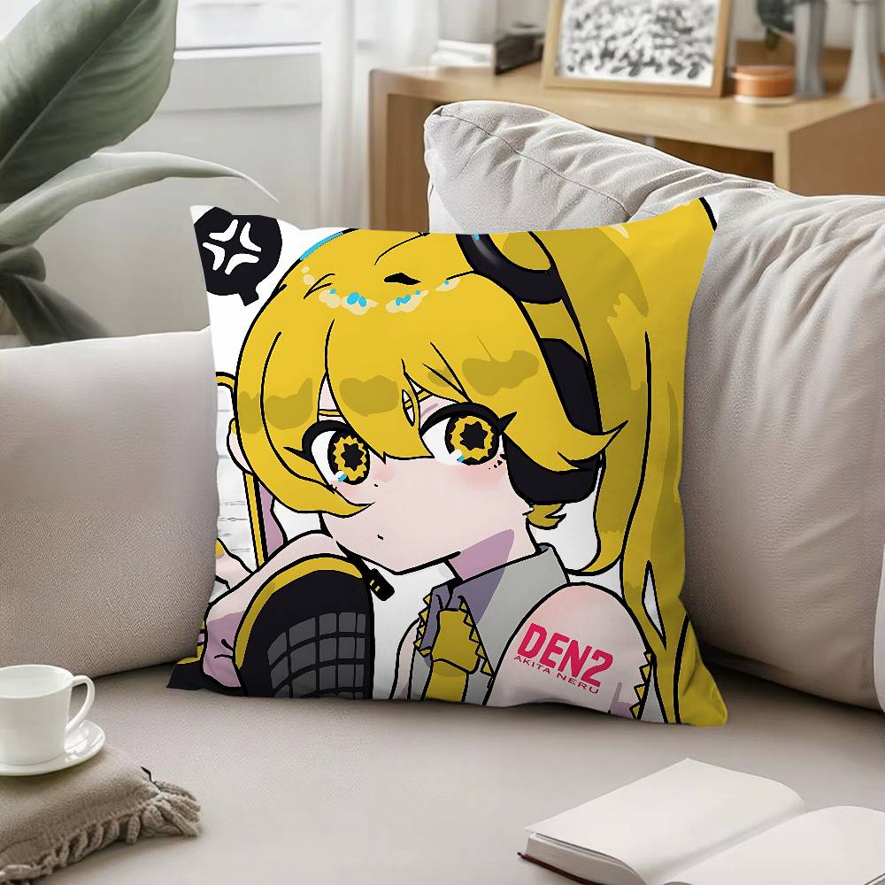 Cute Singer A-Akita Neru Pillow Case Cushion Cover Soft Cute Throw Pillow Case For Car Sofa Pillowcase Polyester With Zipper