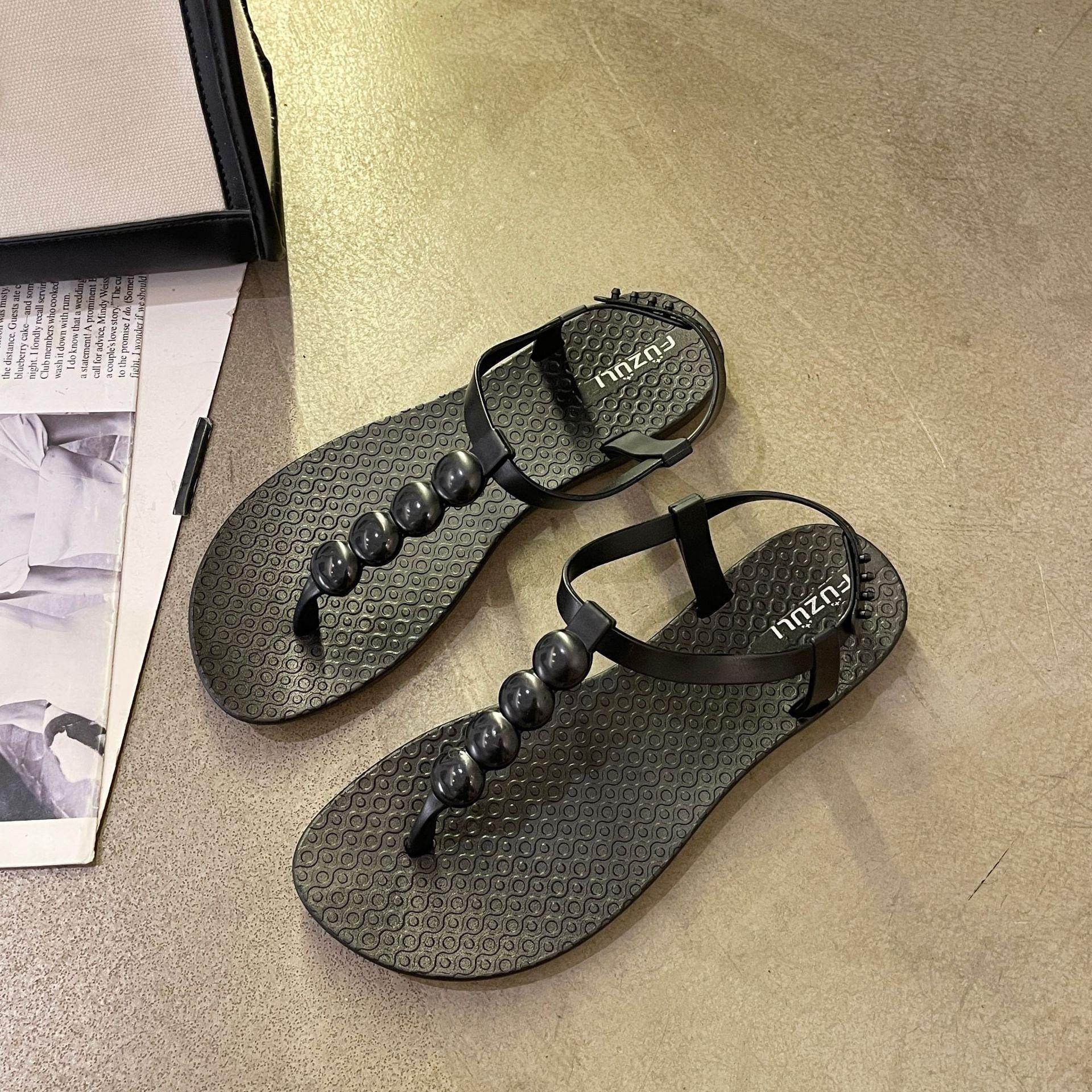 

Женские летние новые легкие и дышащие сандалии с открытым носком, прохладные шлепанцы, повседневные женские пляжные сандалии с ремешком на одной пряжке 38/39 чёрный