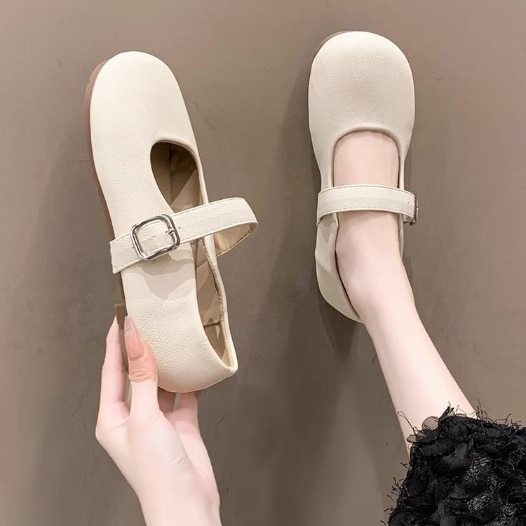 Mary Jane Shoes Women's Flat Shoes Spring and Autumn 2025 New Shallow Mouth Grandma Shoes Gentle Wind with Skirt Small Leather Shoes