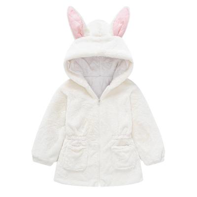 Rabbit Ears Coat Cute Baby Girl Faux Fur Fleece Jacket Children's Thickened Winter Warm Jacket