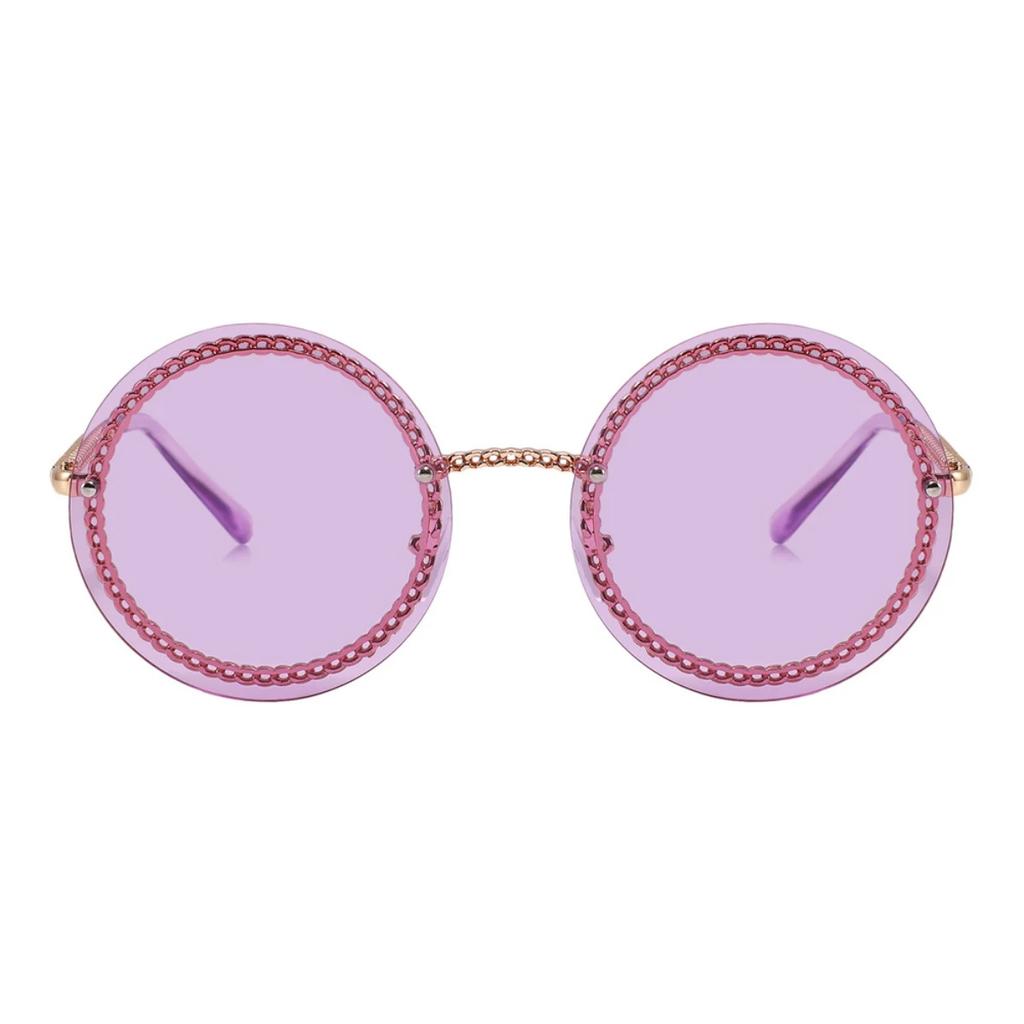 Luxury Metal Chain Round Sunglasses Rimless Brand Shades For Women Circle Sun Glasses Gradient   Zonnebril Dames
