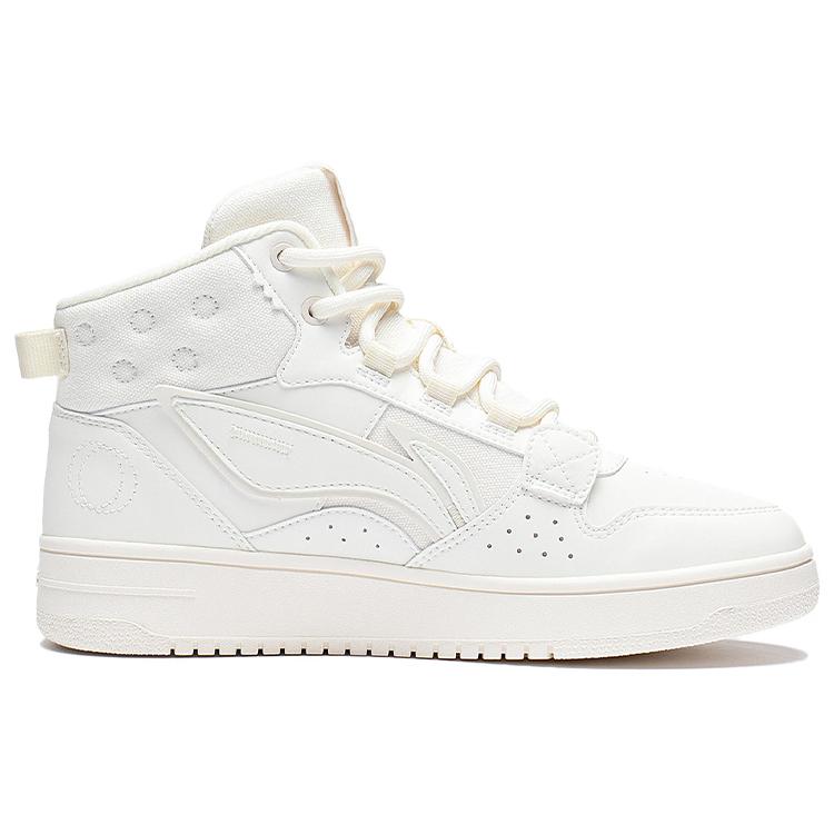 Li Ning Mountain Origin Textile, Leather Slip Resistant Cushioning Abrasion Resistant High Top Skateboard Shoes Women's AGCS242-4