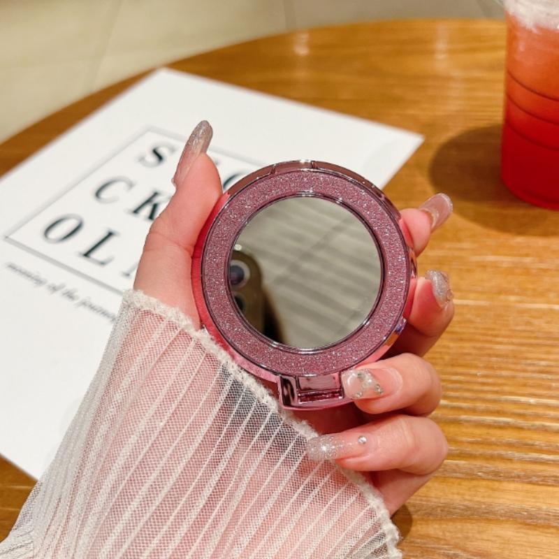 Glitter Mobile Phone Holder Ring Grip Round Mirror Cellphone Mount Stand for iPhone Samsung Xiaomi Universal Phone Kickstand