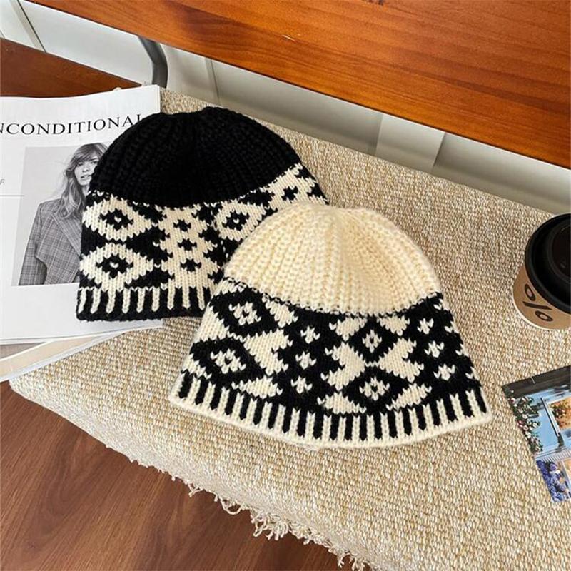 Gorro de Malha Feminino Misto de Lã Chapéu de Lã Retrô Para Manter Quente Tamanho para Cabeça Grande Chapéu à Prova de Frio para Cabeça Masculina