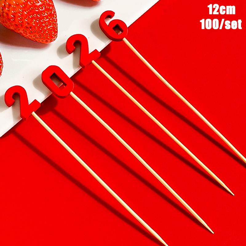 Christmas And New Year Disposable Fruit Sticks Fruit Forks Creative Art Toothpicks (100 Sticks Per Pack)