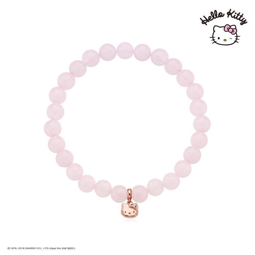 Sanrio Hello Kitty Jewelry Pink Crystal Gemstone Bracelet (Pink) Hlbr239-P