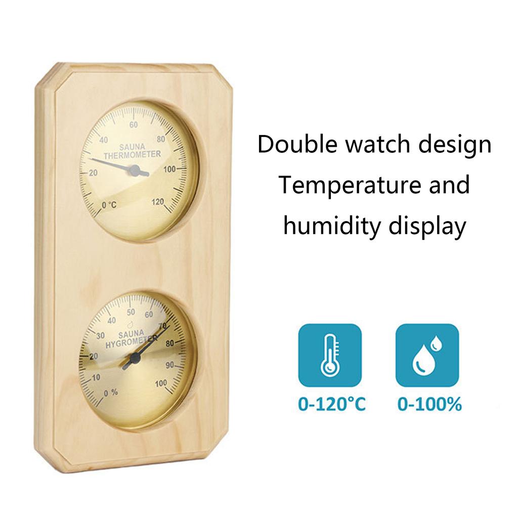 Upgraded 2 In 1 Wooden Sauna Thermometer & Hygrometer Temperature Humidity Meter