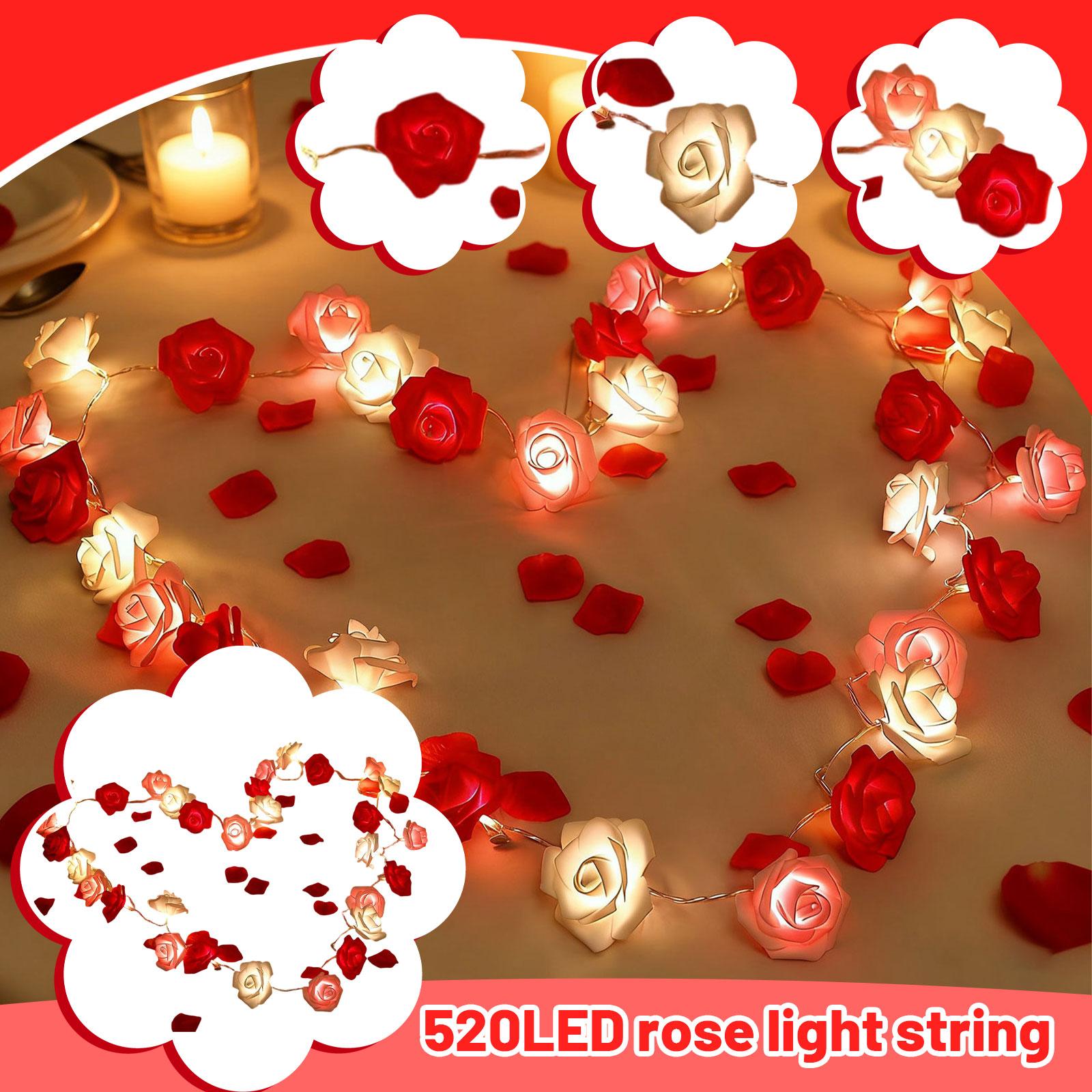 

520 LED Rose String Lights, Simulated Foam Flowers, Valentine s Day Wedding Decoration One Size