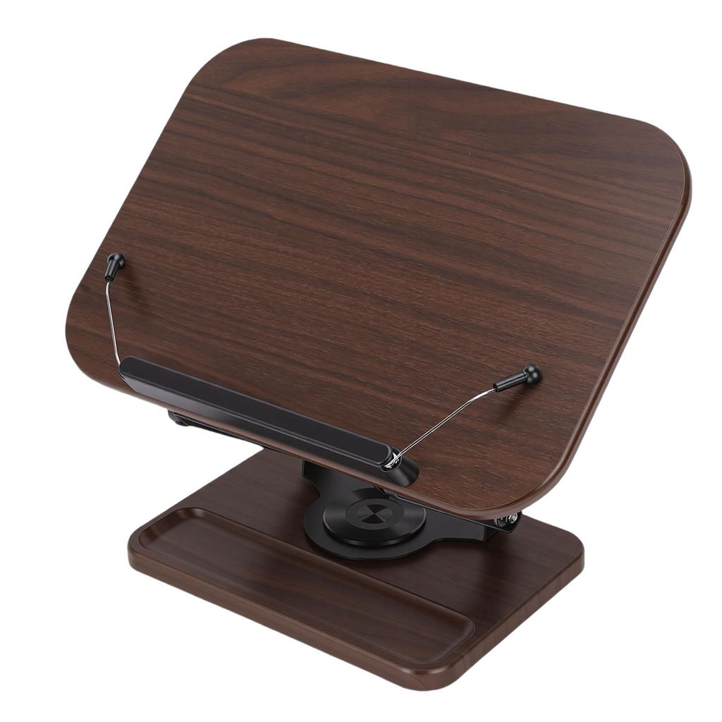Multifunctional Book Stand Foldable Reading Display Holder with 360 Degree Rotating Base Pen Slot Elastic Page Clips