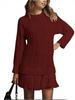 2025 Women's Sweet Cable Knit Chiffon Patchwork Mini Dress