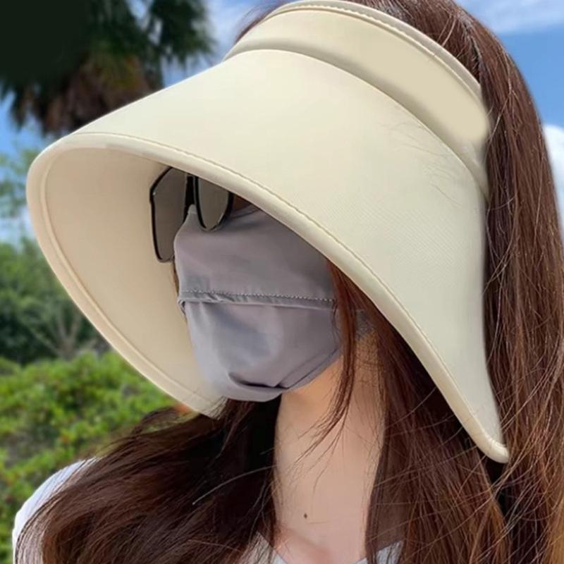 Outdoor Sun Protective Hat for Women Breathable Hollow Top Design Wide Brims Hat for Various Activity Fishing Cycling
