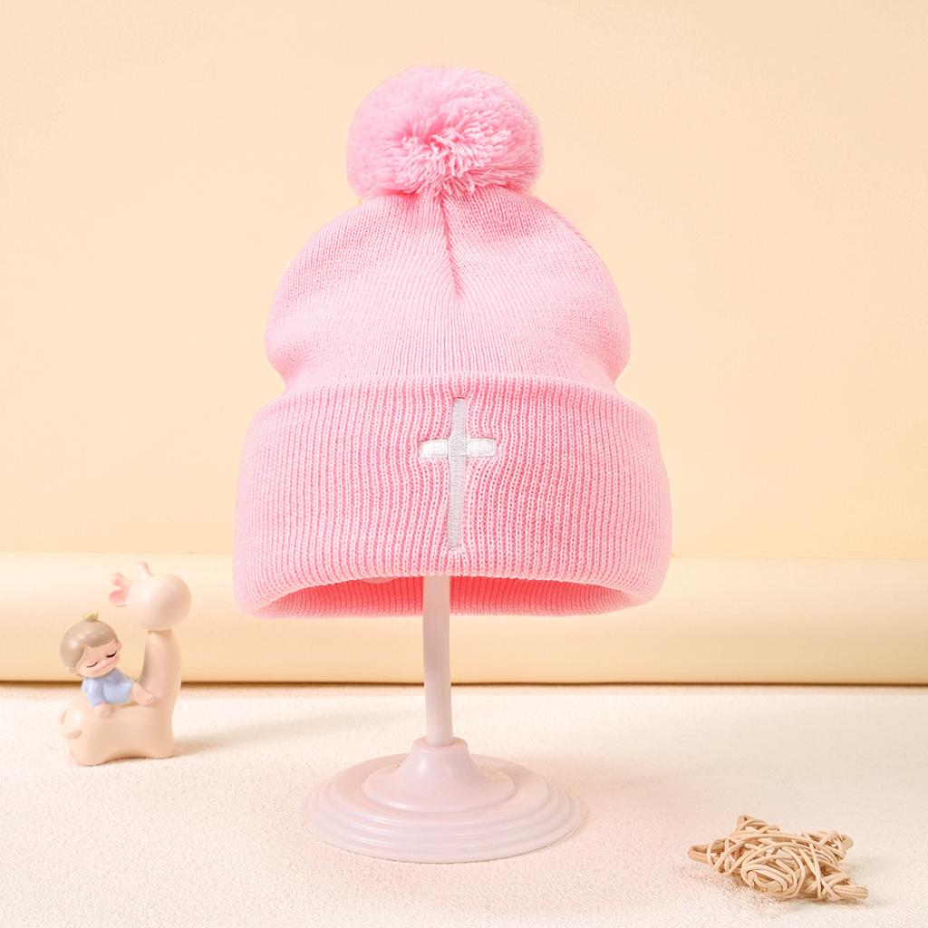 Autumn And Winter Warm Fashion Embroidered Cross Knitted Lightweight Elastic Beanie