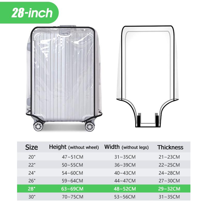 Travel Transparent Luggage Cover Waterproof And Dustproof Pvc Wear Resistant Fits 20-30 Inch Suitcases