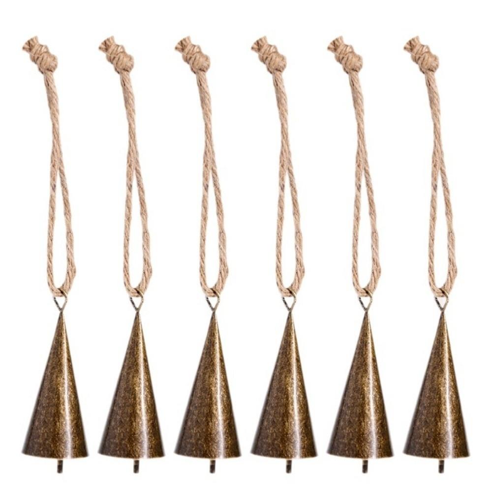 6Pcs Vintage Antique Finished Hanging Bell Hangable Xmas Tree Pendant Tree Decorations