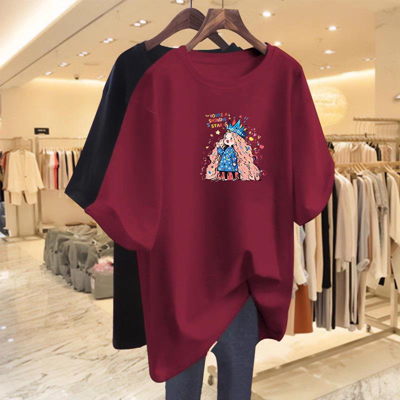 Women's White Cotton Round Neck Short Sleeve T-shirt, Summer 2026 Loose Fit, Versatile Fashion Top