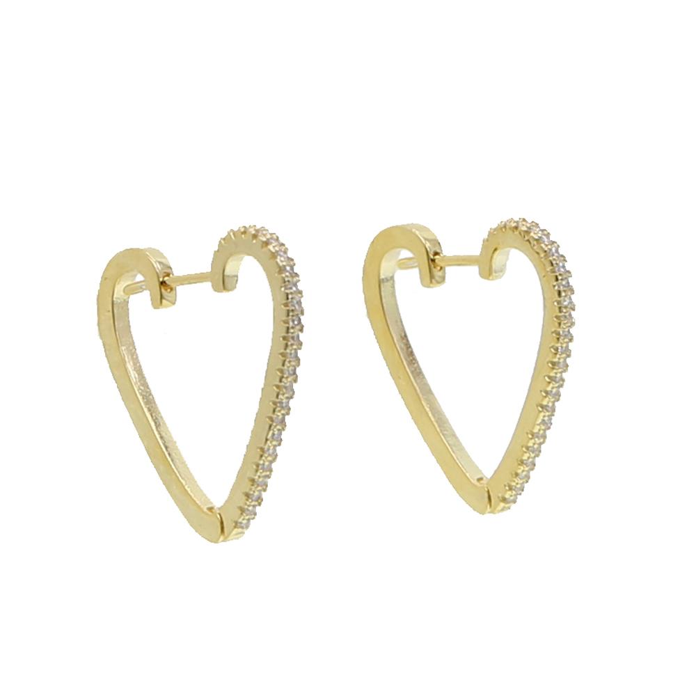 Promotion Heart Cz Hoop Earring Micro Pave Colorful Cubic Zirconia Gold Plated Fashion Jewelry