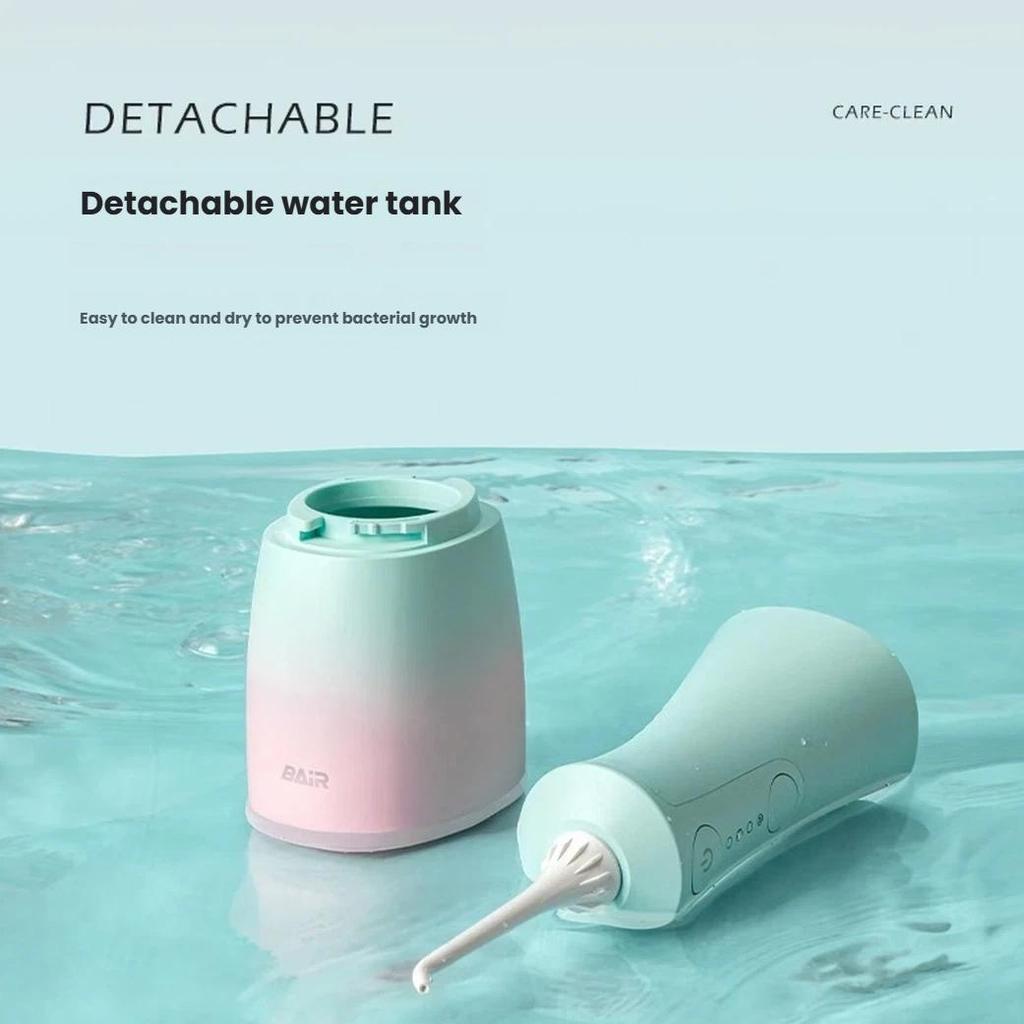 BAIR Electric Oral Irrigator, Home Sonic Tooth Cleaner, Orthodontic Specialized Teeth Cleaning Device with 4 Nozzles, Ocean blue
