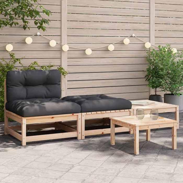 VidaXL Canapé de Jardin sans Accoudoirs avec Coussins et Repose-pieds, Siège avec Dossier, Meuble de Terrasse Patio 838141