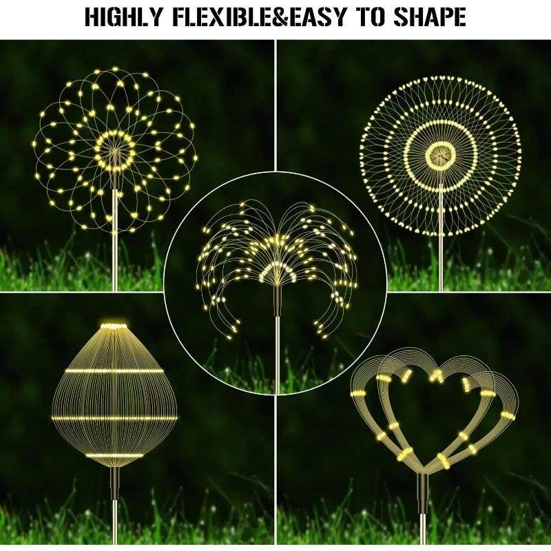 Solar Firework Lights Powered Garden Lighting Outdoor Landscape Lights 200 LED Firework Lawn Lamps Garden Path Decoration