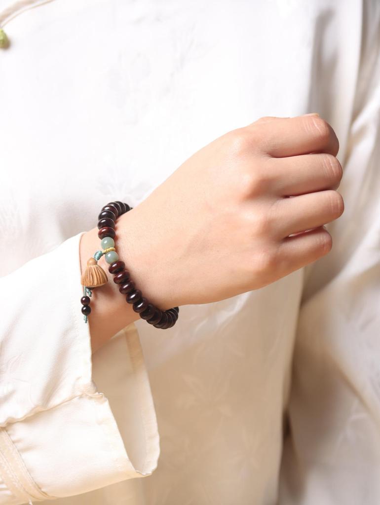 India Sandalwood Abacus Bead Bracelet 5x9 DIY Literary Style for Men and Women - Buddhist-Inspired Jewelry