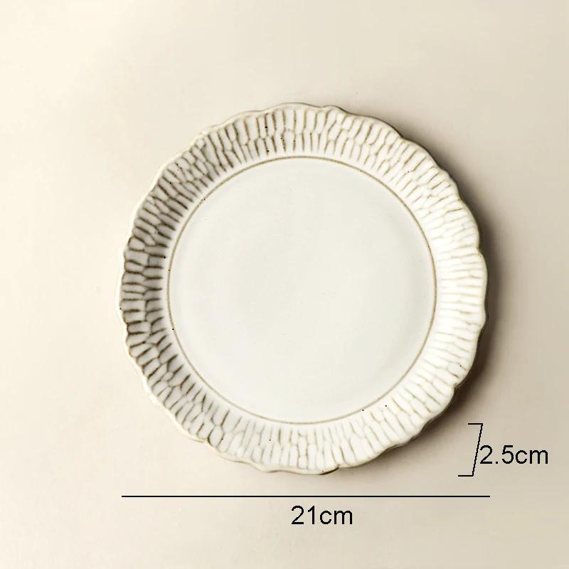 Retro Relief Ceramic Dinner Plate Restaurant Steak Plate Dessert Pasta Plates Fish Plate Molecular Cuisine Specialty Tableware