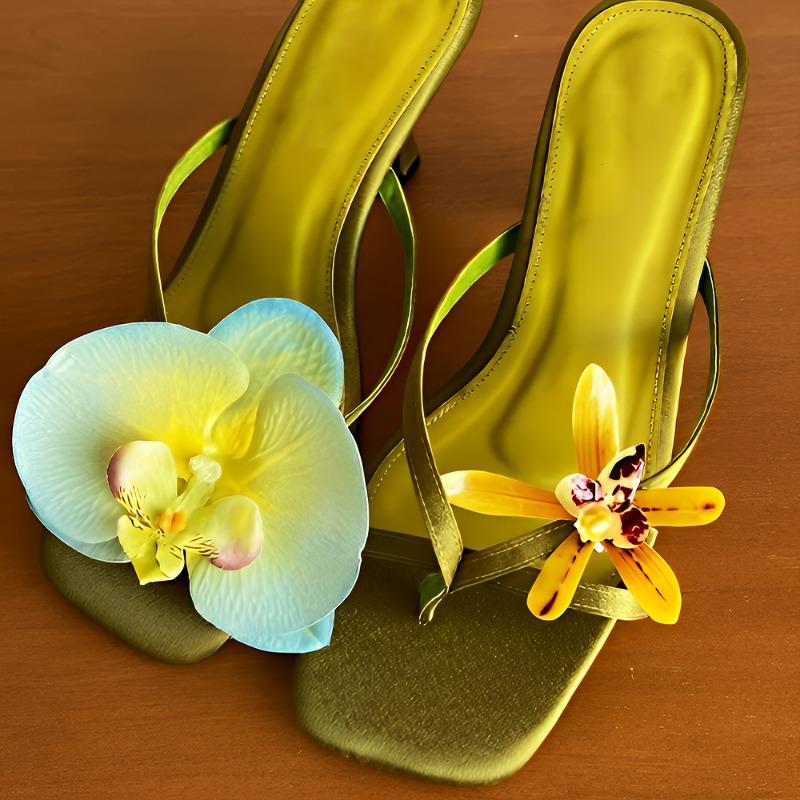 

Женские летние новые атласные босоножки с асимметричными цветами ручной работы, на тонком каблуке, полузакрытые, на высоком каблуке, банкетные 40