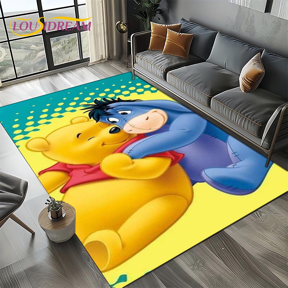 Tappeto Tappetino Decorativo Tappeto Cartoon Orso Winnie Pooh Carino 3D per Camera da Letto Soggiorno Casa Divano, Gioco Bambino Decorazione Grande Tappetino Pavimento Regalo