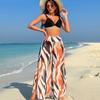 Women Three Piece Printed Bikini Long Pants Swimwear Bathing Suit