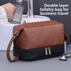 Vintage Luxury Double Layer Mens Wash Bag With Waterproof Pu Material For Travel And Daily Use