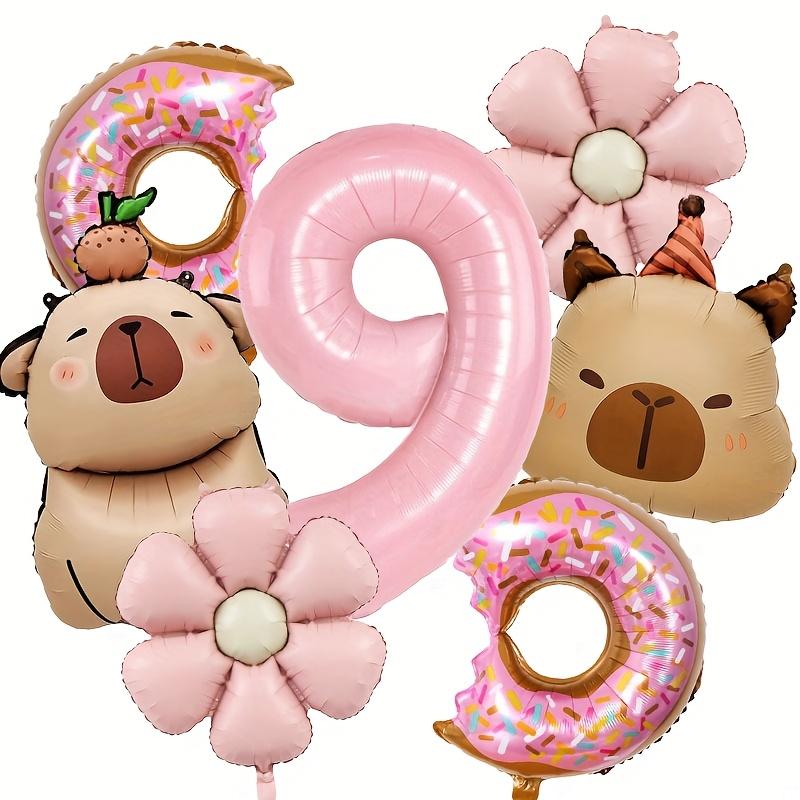 7pcs Capybara Themed Balloon 32 Inch Pink Numbers 1-9 Birthday Balloon Set Children's Party Decoration Birthday Surprise Gifts