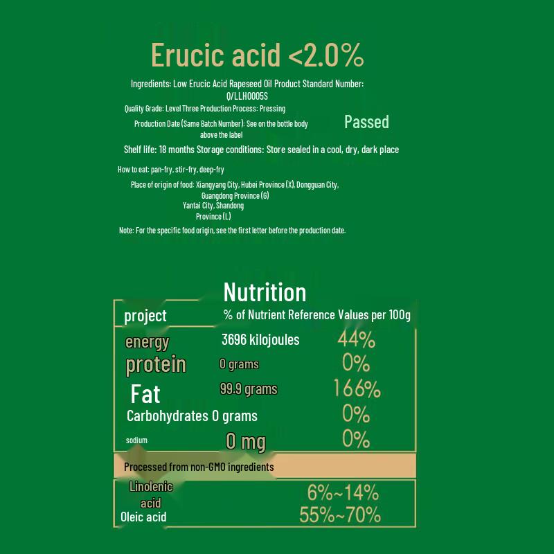 Lu Hua Low Erucic Acid Rapeseed Oil