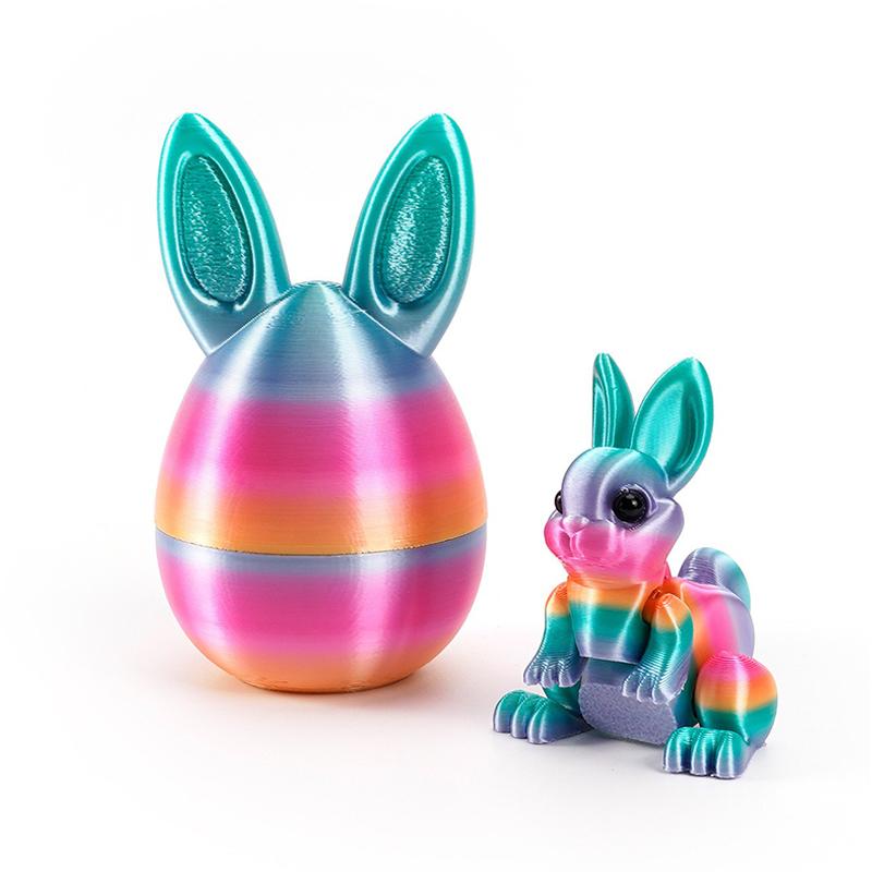 Model 2pc/Set 3D Printed Cute Bunny Eggs Ornament Animal Easter Rabbit Home Desktop Ornament Happy Easter Party for Kids Gift