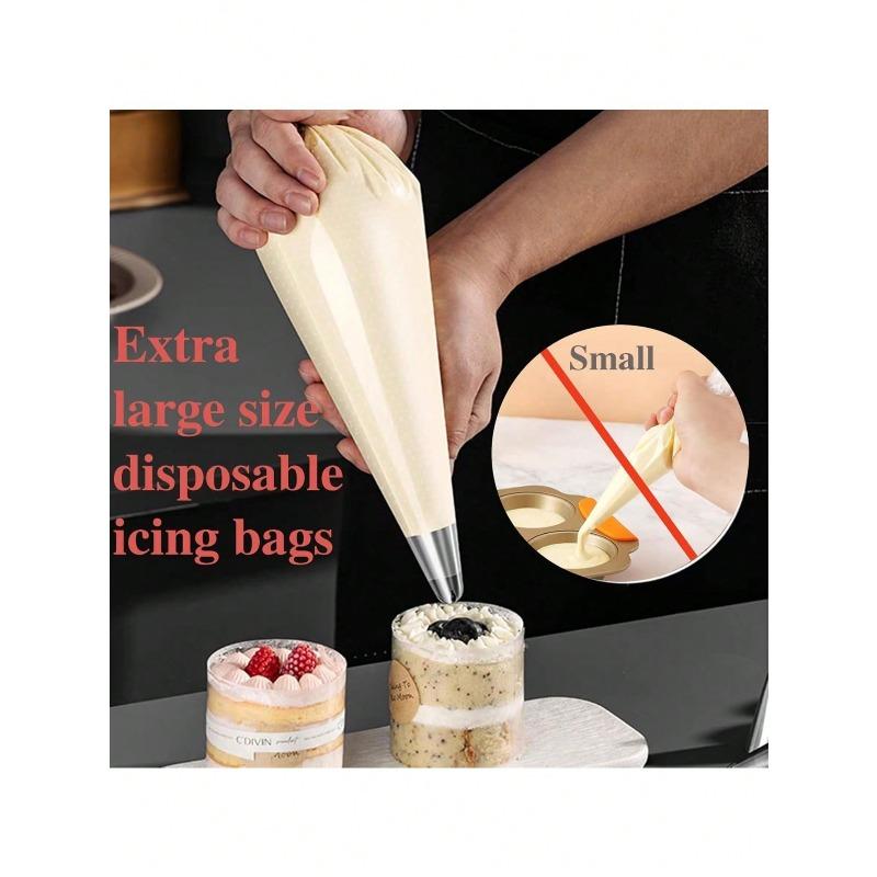 Piping Bags, 100 PCS Clear Disposable Icing Bags, Thickened Non-Slip And Anti-Burst Pastry Bags For Baking And Decorating Desserts Cakes Cookie