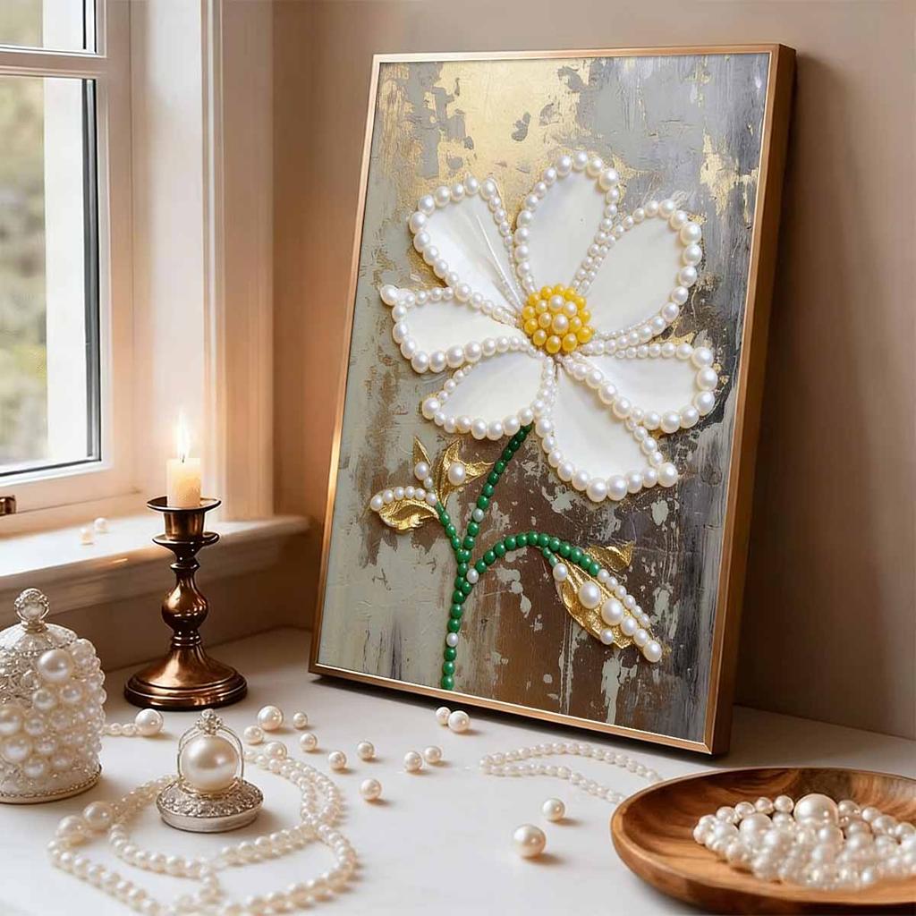 DIY Pearl Painting Set Bouquet Pattern Home Decoration Handmade Sticky Diamond Creative Canvas Pearl Art Painting Crafts Perfect Gift