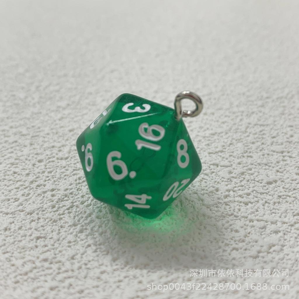 Manufacturer's real shot 20-sided sieve dice transparent solid color multi-sided dice bag pendant earrings keychain DIY accessories