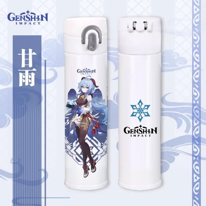 Genshin Thermos Cup Bottles Zhongli Beelzebul Genshin Impact Insulated Bottles Anime Coffee Water Cup Mug Vacuum Thermos Flask